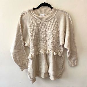 Mondi vintage tassel trimmed cableknit cream sweater size Small